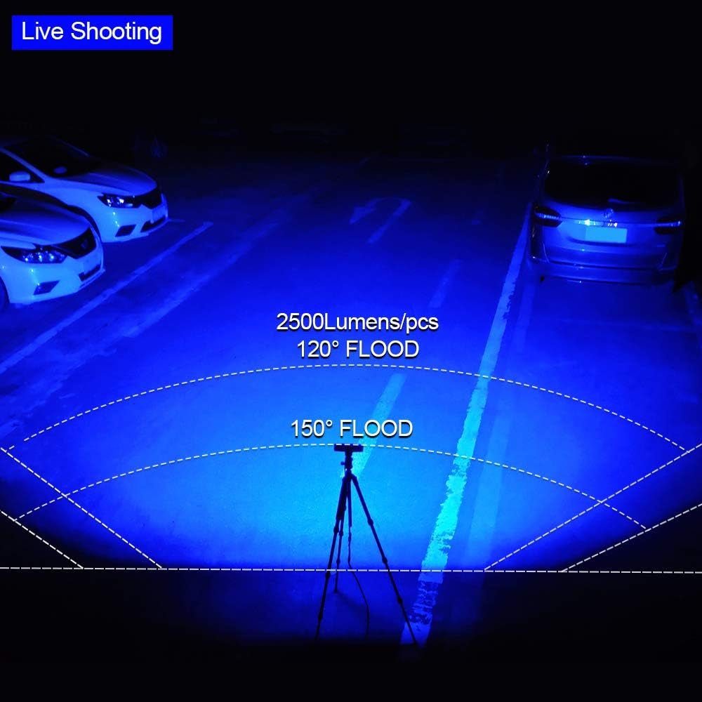 Waterproof Led Boat Lights, Blue Light,2 Pc 72W Deck/Dock Marine Lights 4000 LMS 120°Flood Light, 6.3 Inch, 12/24 V Led Light Bar (Blue Light)