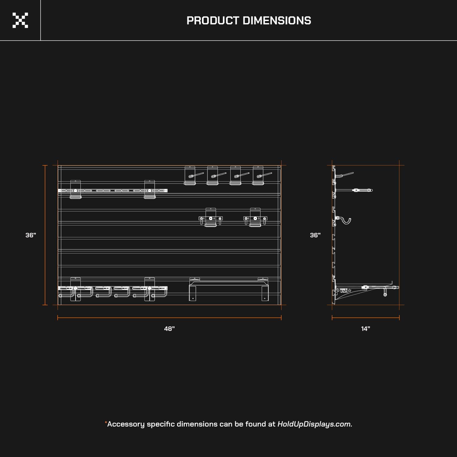 Hold Up Displays Gun Wall Mount Display, Modular Tactical Wall for 6 Pistols and 6 Rifles, Police Gear Rack and Equipment Organizer, Heavy-Duty Aluminum Slatwall Gun Storage System