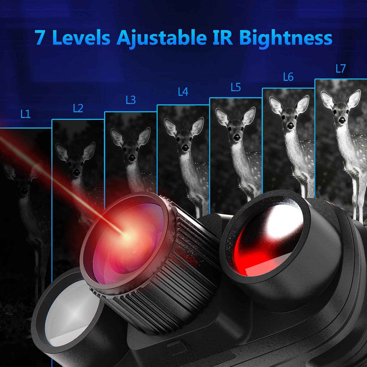 Head-Mounted Night Vision Goggles, 4K Binoculars 8X Zoom 850nm Stealth IR for All Black Observation– Hands-Free Hunting Gift with Compass & Button Backlight, 32GB TF Card, IP54 Waterproof