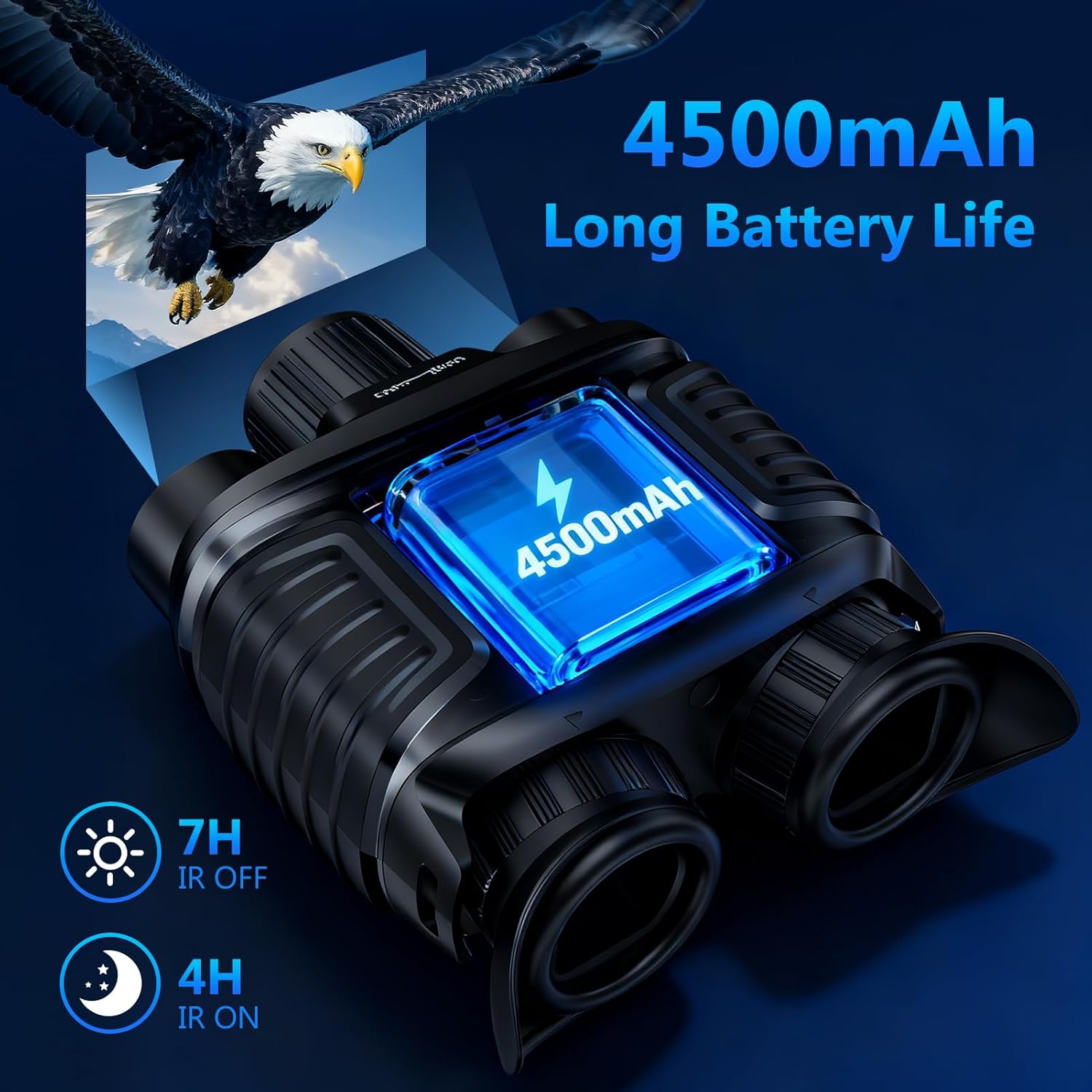 Head-Mounted Night Vision Goggles, 4K Binoculars 8X Zoom 850nm Stealth IR for All Black Observation– Hands-Free Hunting Gift with Compass & Button Backlight, 32GB TF Card, IP54 Waterproof