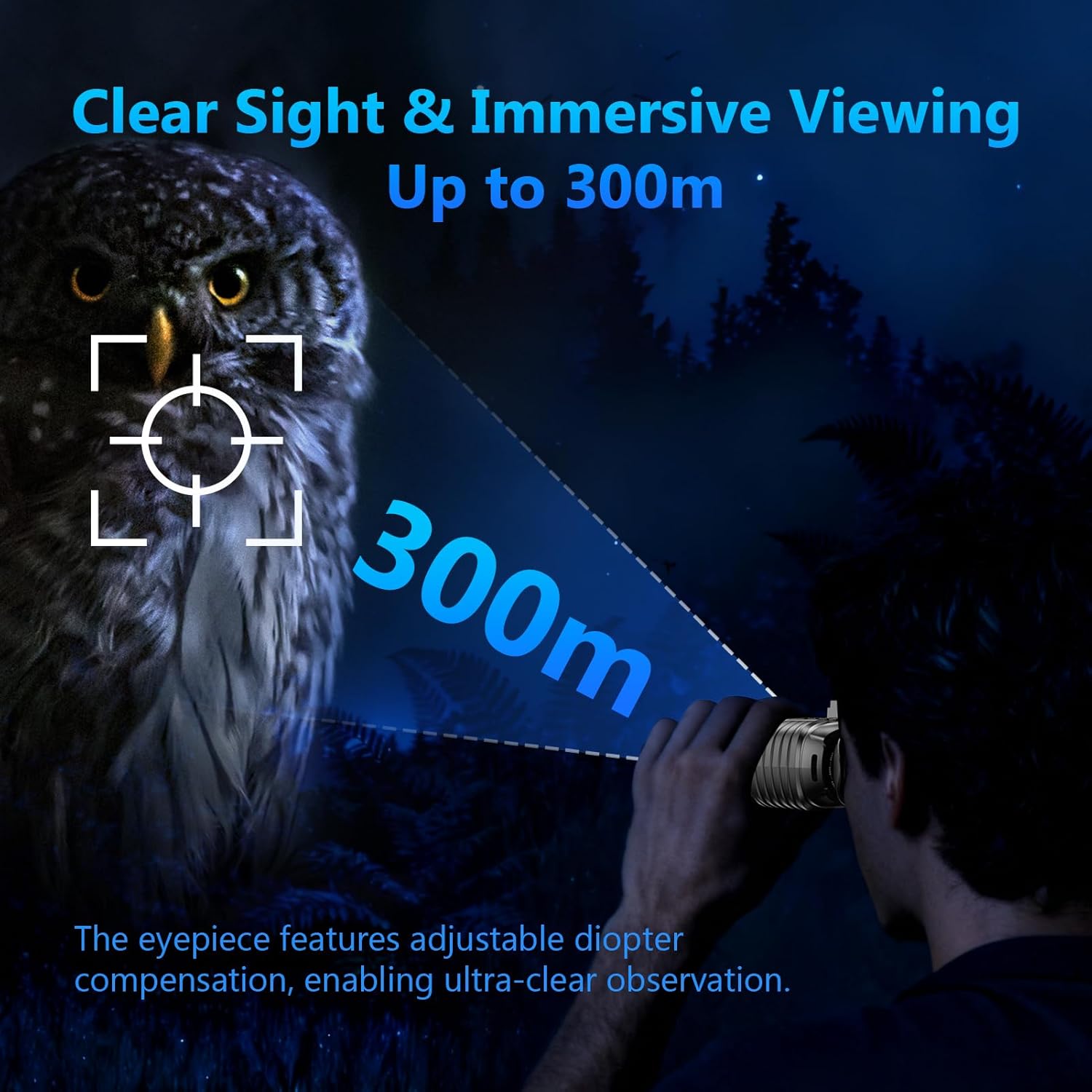 Head-Mounted Night Vision Goggles, 4K Binoculars 8X Zoom 850nm Stealth IR for All Black Observation– Hands-Free Hunting Gift with Compass & Button Backlight, 32GB TF Card, IP54 Waterproof