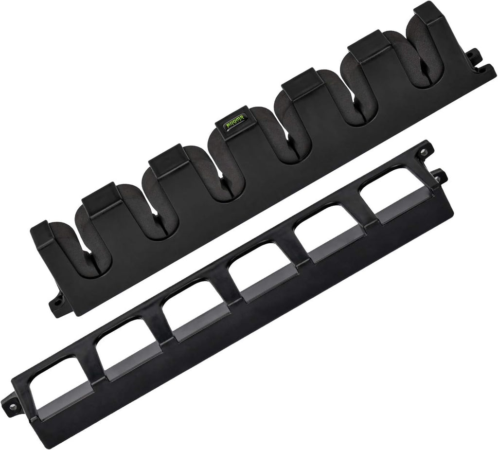 WV2 Fishing Pole Holder - Wall Mount Vertical Rack Holds up to 6 Rods, 13.6" Black