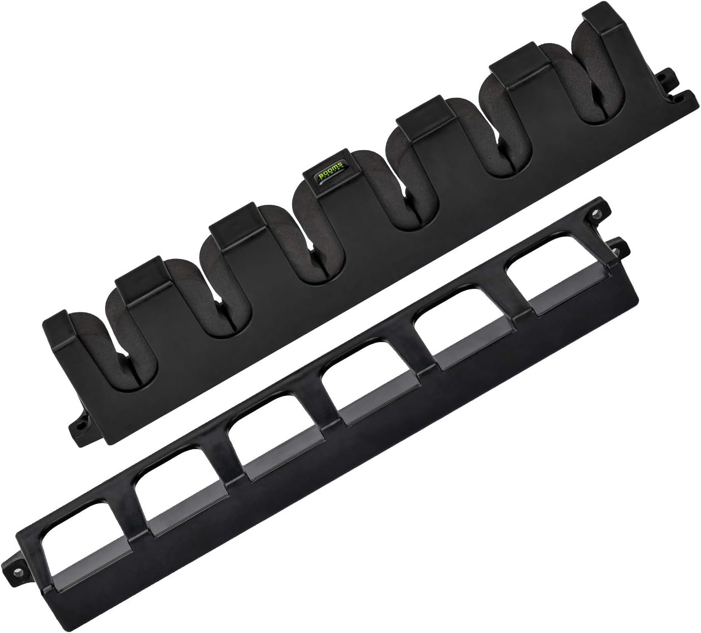 WV2 Fishing Pole Holder - Wall Mount Vertical Rack Holds up to 6 Rods, 13.6" Black