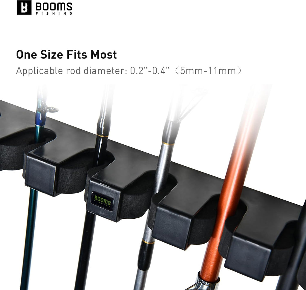 WV2 Fishing Pole Holder - Wall Mount Vertical Rack Holds up to 6 Rods, 13.6" Black