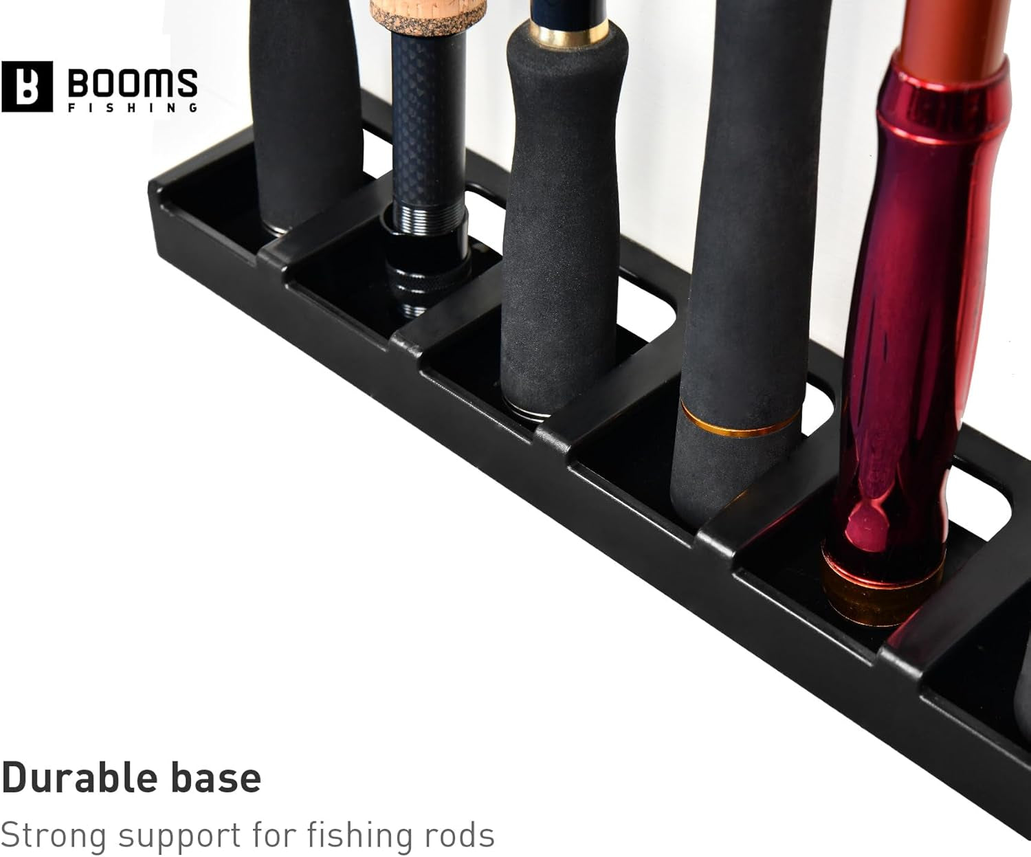 WV2 Fishing Pole Holder - Wall Mount Vertical Rack Holds up to 6 Rods, 13.6" Black