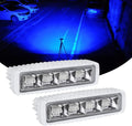 Waterproof Led Boat Lights, Blue Light,2 Pc 72W Deck/Dock Marine Lights 4000 LMS 120°Flood Light, 6.3 Inch, 12/24 V Led Light Bar (Blue Light)